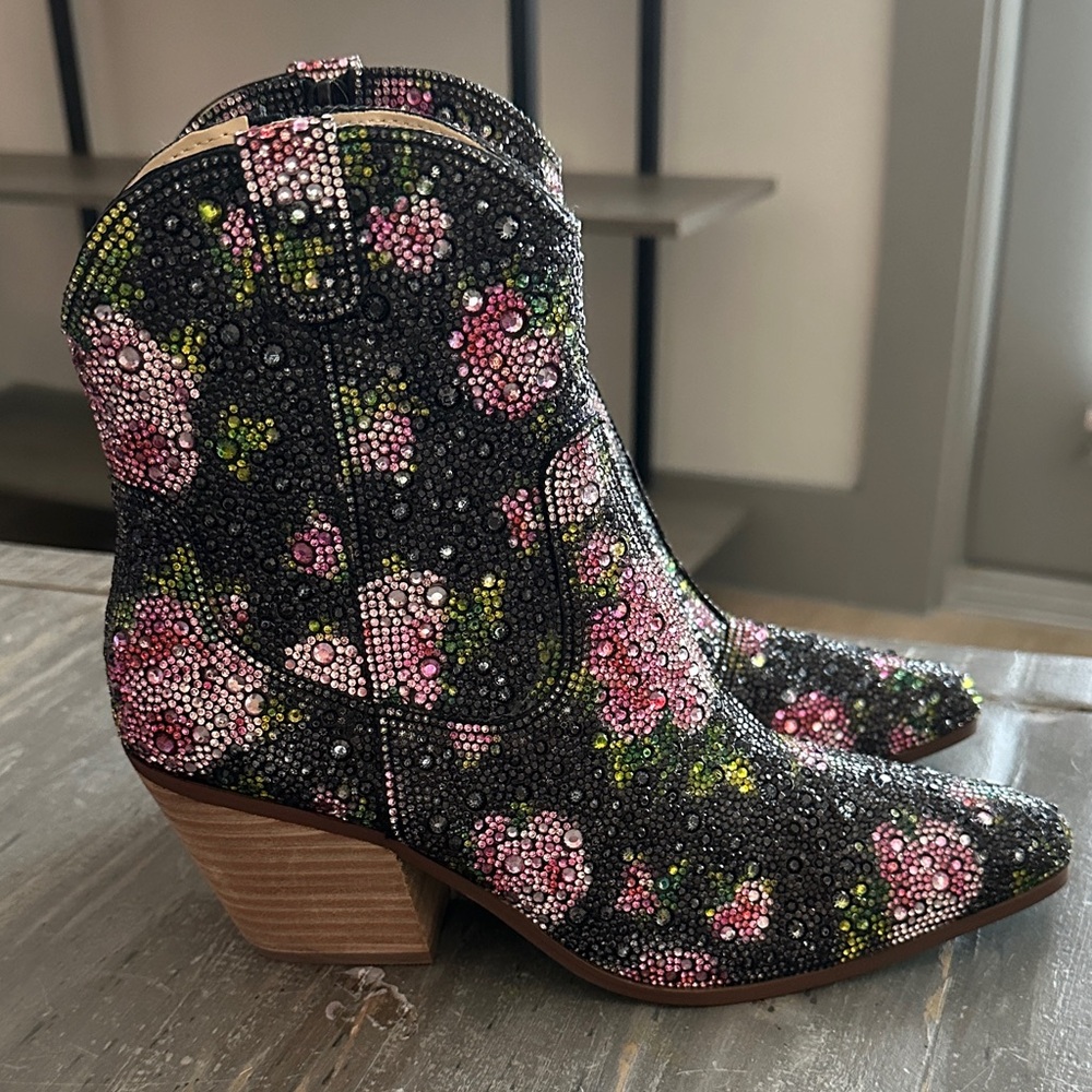 Betsey Johnson Divaf Rhinestone Western Boot